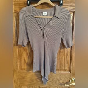 Abercrombie & Fitch Ribbed Brown Polo Bodysuit - XL